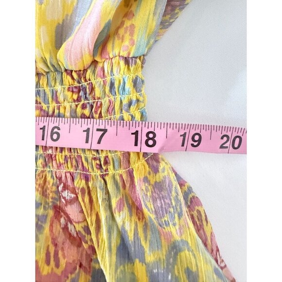 NWT Ramy Brook Frankie Chiffon Mini Dress, Tie Straps, Smocked Waist‎ Yellow M - Picture 7 of 16
